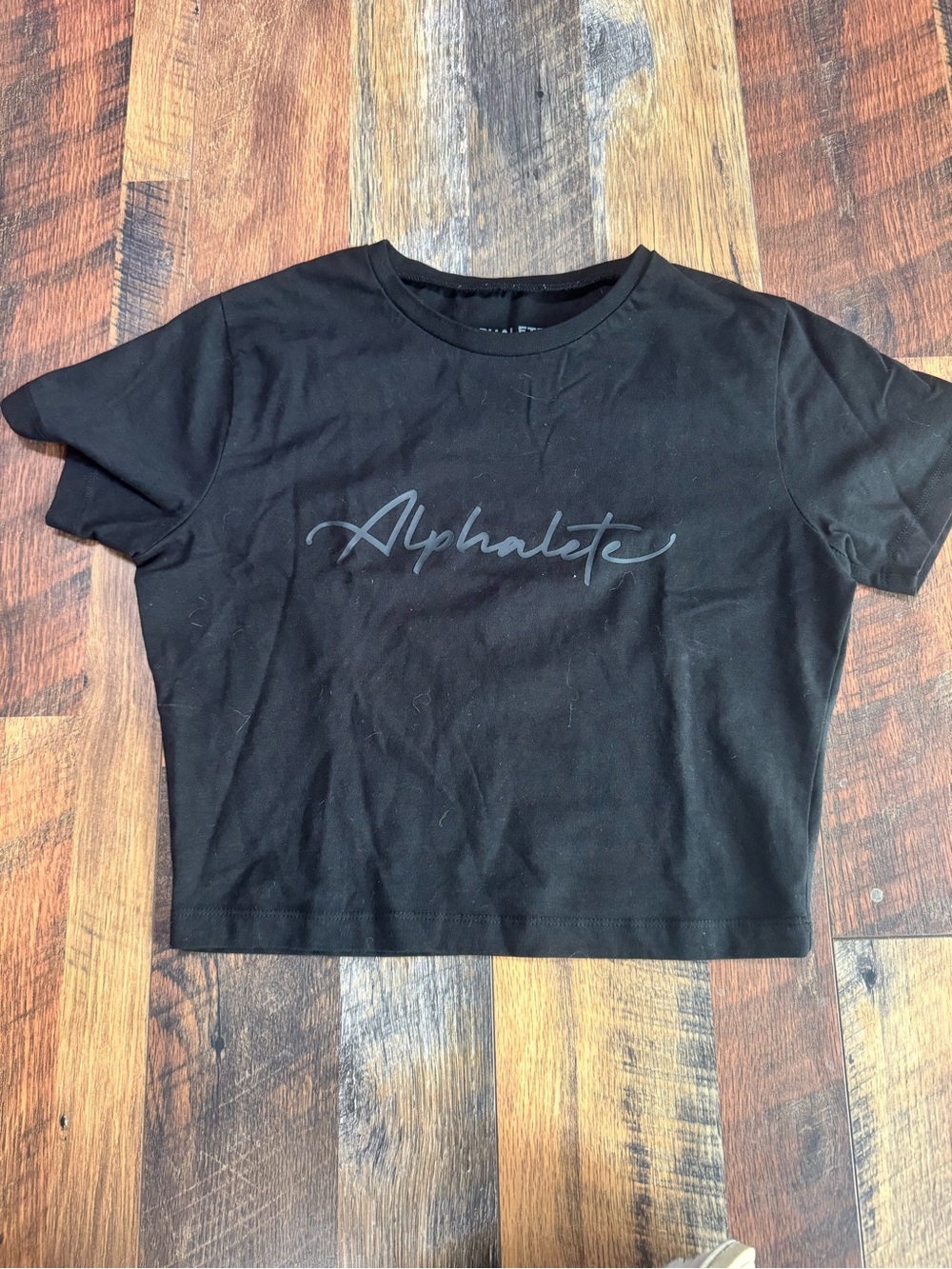 Alphalete Black Crop Tee with Subtle Logo